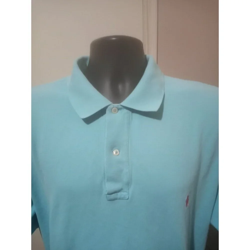 Polo Ralph Lauren Short Sleeve Collared Polo Shirt Light Blue Men's Size XLT